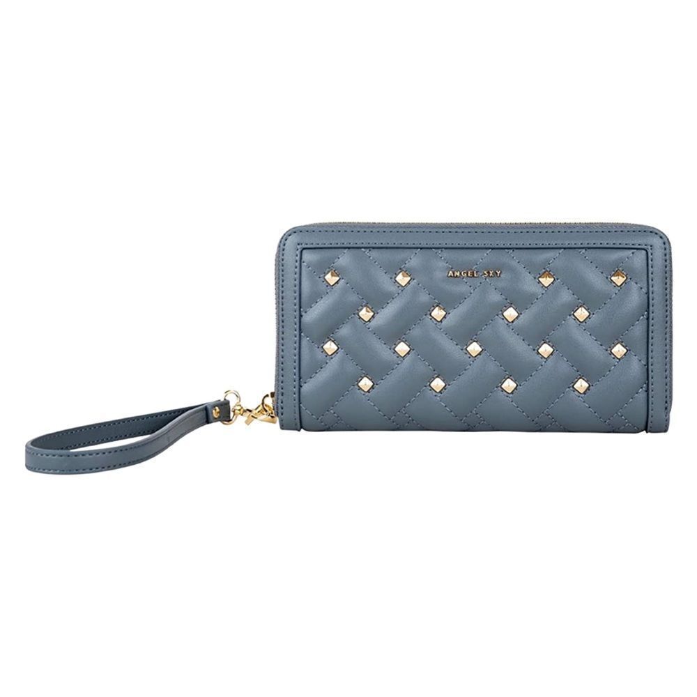 ANGEL SKY Women’s RFID Blocking Quilted Criss-Cross Clutch/Wallet/Purse Gray
